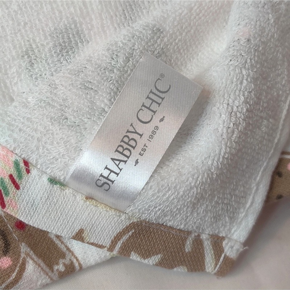 Pastel Pink Gingerbread Shabby Chic Christmas Kitchen Hand Towels - Picture 4 of 10